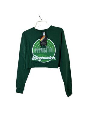 Binghamton University Womens Crop Sweatshirt Sz S Green NWT Suny uscape apparel